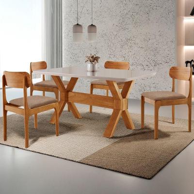 Sala de Jantar Star 4 Lugares Laqueado com Vidro Atacama Laq Off Cinam Imbuia Moderna