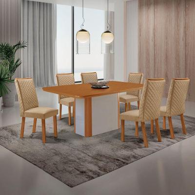 Mesa de Jantar Isadora 6 Lugares Retangular MDF 180CM Off White Moderna