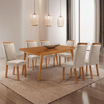 Mesa de Jantar Copper 6 Lugares Retangular MDF 180CM Creme e Natural Moderna