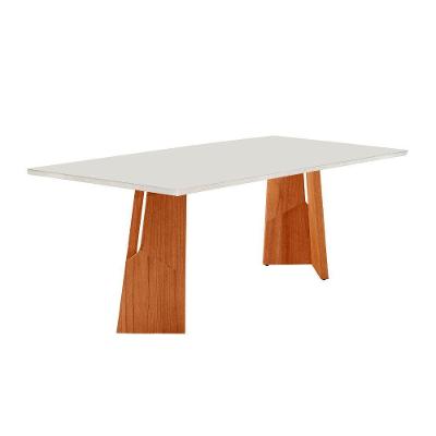 Mesa para Sala de Jantar Florida Retangular Tampo Canto Moeda Vidro 180CM Imbuia Moderna