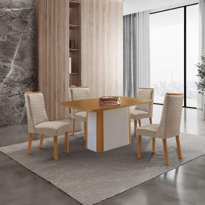 Mesa de Jantar Isadora 4 Lugares Retangular MDF 120CM Creme Moderna