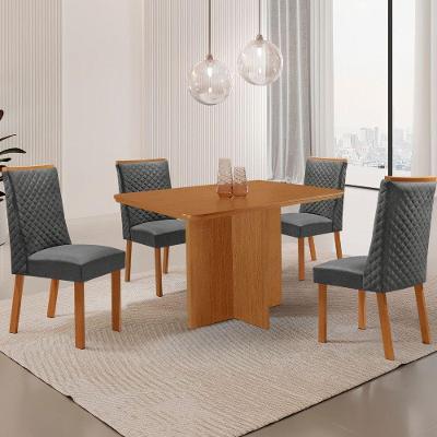 Mesa de Jantar Olimpia 4 Lugares Retangular MDF Laminado 120CM Grafite e Naturalle Moderna