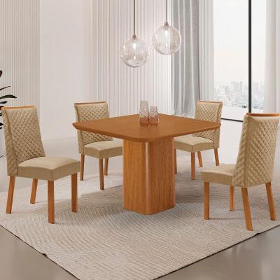 Mesa de Jantar Eloise 4 Lugares Quadrada MDF Laminado 90CM Off White Moderna 90CM