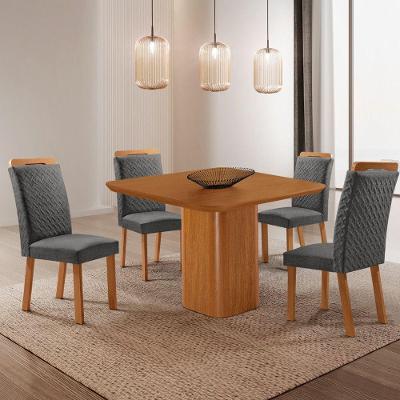 Mesa de Jantar Eloise 4 Lugares Quadrada MDF Laminado 90CM Grafite Moderna