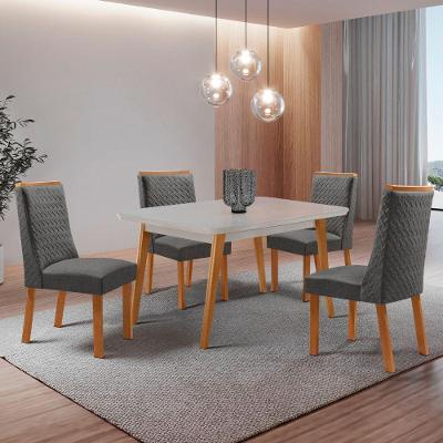 Mesa de Jantar Copper 4 Lugares Retangular MDF com Vidro 120CM Grafite Moderna