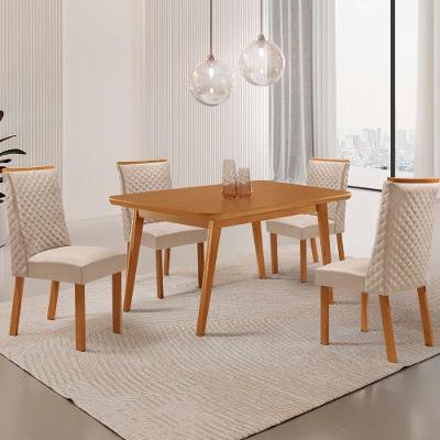 Mesa de Jantar Copper 4 Lugares Retangular MDF 120CM Creme e Naturale Moderna