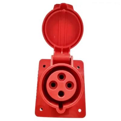Tomada Industrial Embutir 3P+T 32A 380V Uso Diario Vermelho Soprano