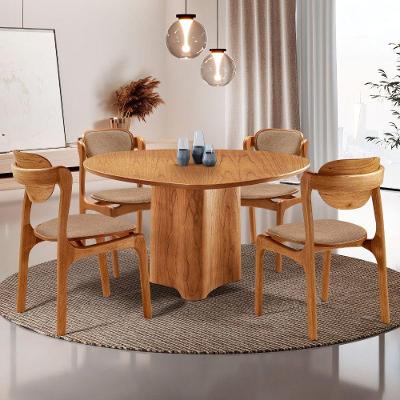 Conjunto de Jantar Selene Solaris Soft 6 Lugares Tampo MDF Organico Estofado Imbuia Mobilare