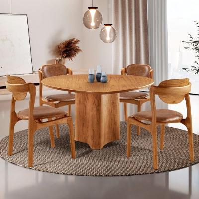 Conjunto de Jantar Selene Solaris Soft 6 Lugares Tampo MDF Organico Estofado Imbuia Mobilare