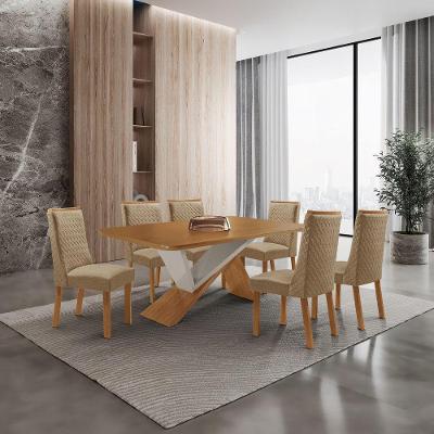 Mesa de Jantar Yasmin 6 Lugares Retangular MDF Off White Moderna