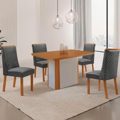 Mesa de Jantar Isadora 4 Lugares Retangular MDF Laminado 120CM Grafite e Naturalle Moderna