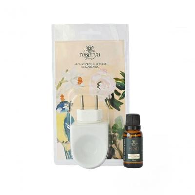 Kit Aromatizador Elétrico Porcelana Branco Reserva Brasil 20ML