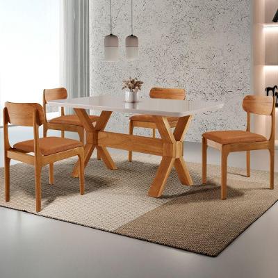 Sala de Jantar Star 4 Lugares Tampo Vidro Laqueado Caramelo Laq Off Cinam Imbuia Mobilare