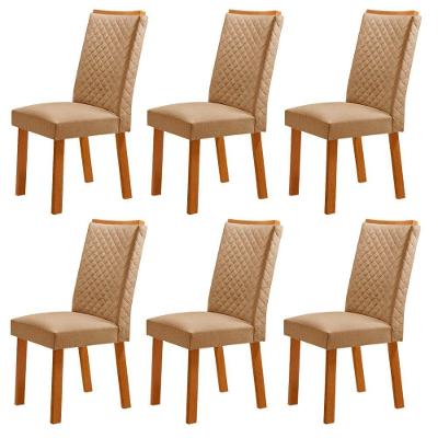 Conjunto 6 Cadeiras Lira MDF Estofado Turim 07 Moderna