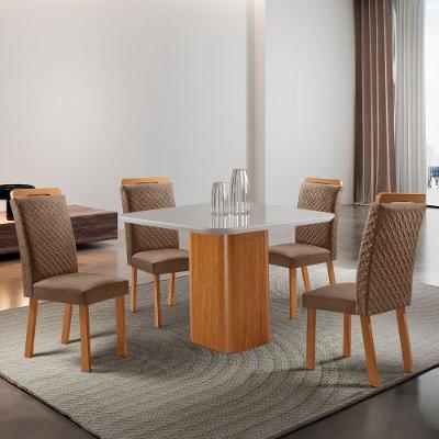 Mesa de Jantar Eloise 4 Lugares Quadrada MDF 90CM Off White Moderna