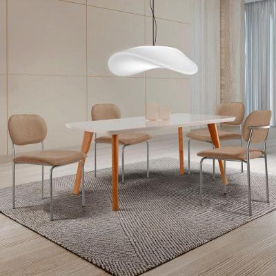 Conjunto Sala de Jantar Mesa Malta 4 Lugares Tampo Vidro com Cadeiras Marchezine Marrom Moderna
