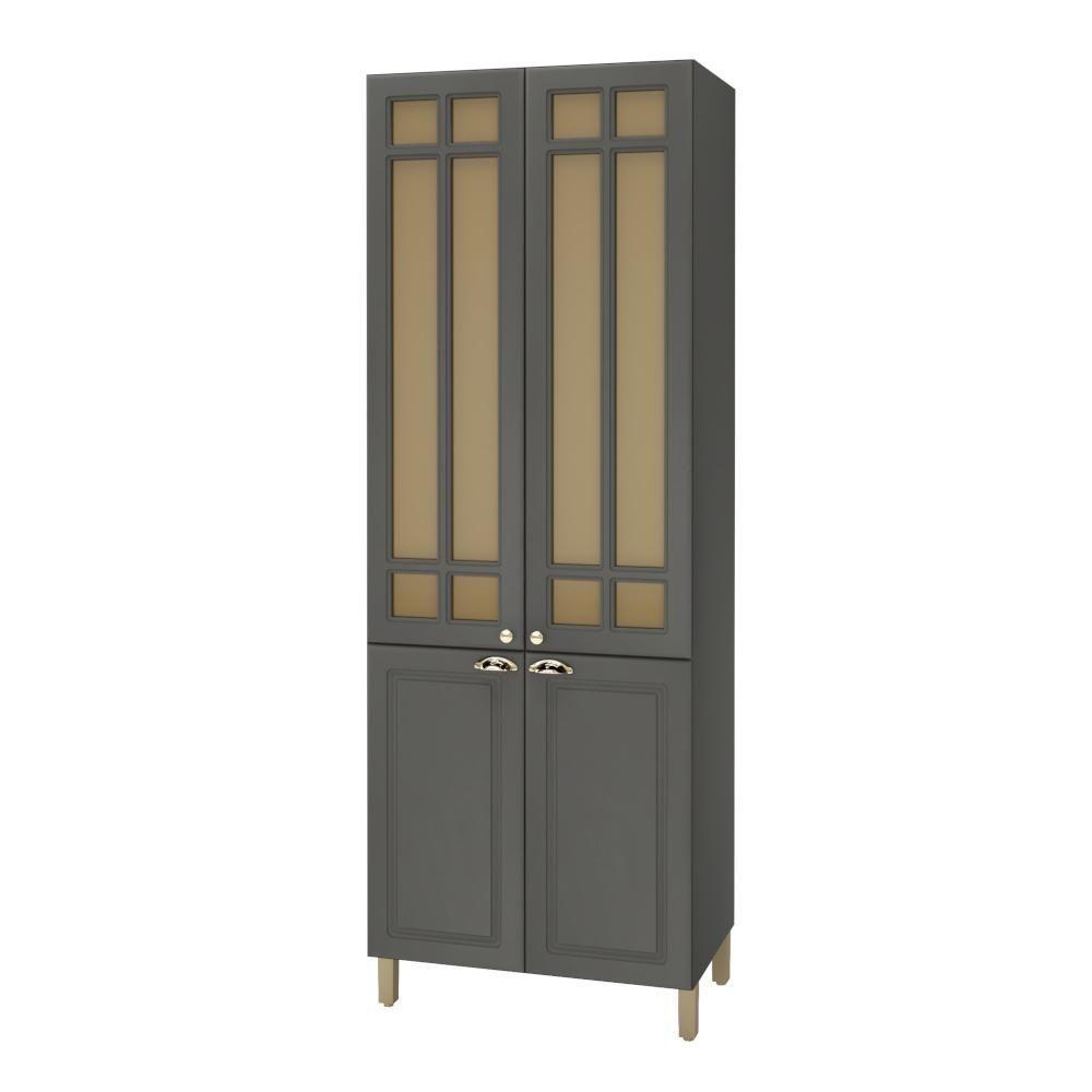 Paneleiro 80Cm 4 Portas Com Vidro Indekes Firenze Chumbo - 1