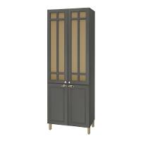 Paneleiro 80Cm 4 Portas Com Vidro Indekes Firenze Chumbo - 1