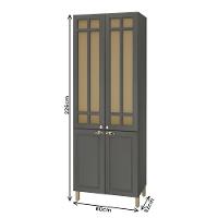 Paneleiro 80Cm 4 Portas Com Vidro Indekes Firenze Chumbo - 3