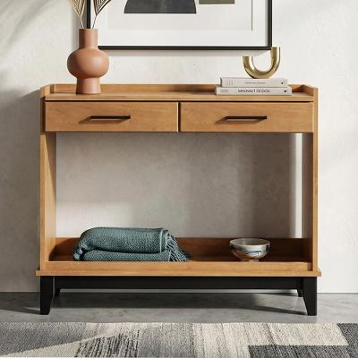 Aparador Essenciale M06 Rústico 2 Gavetas Madeira Maciça 90CM Preto Lyam Decor