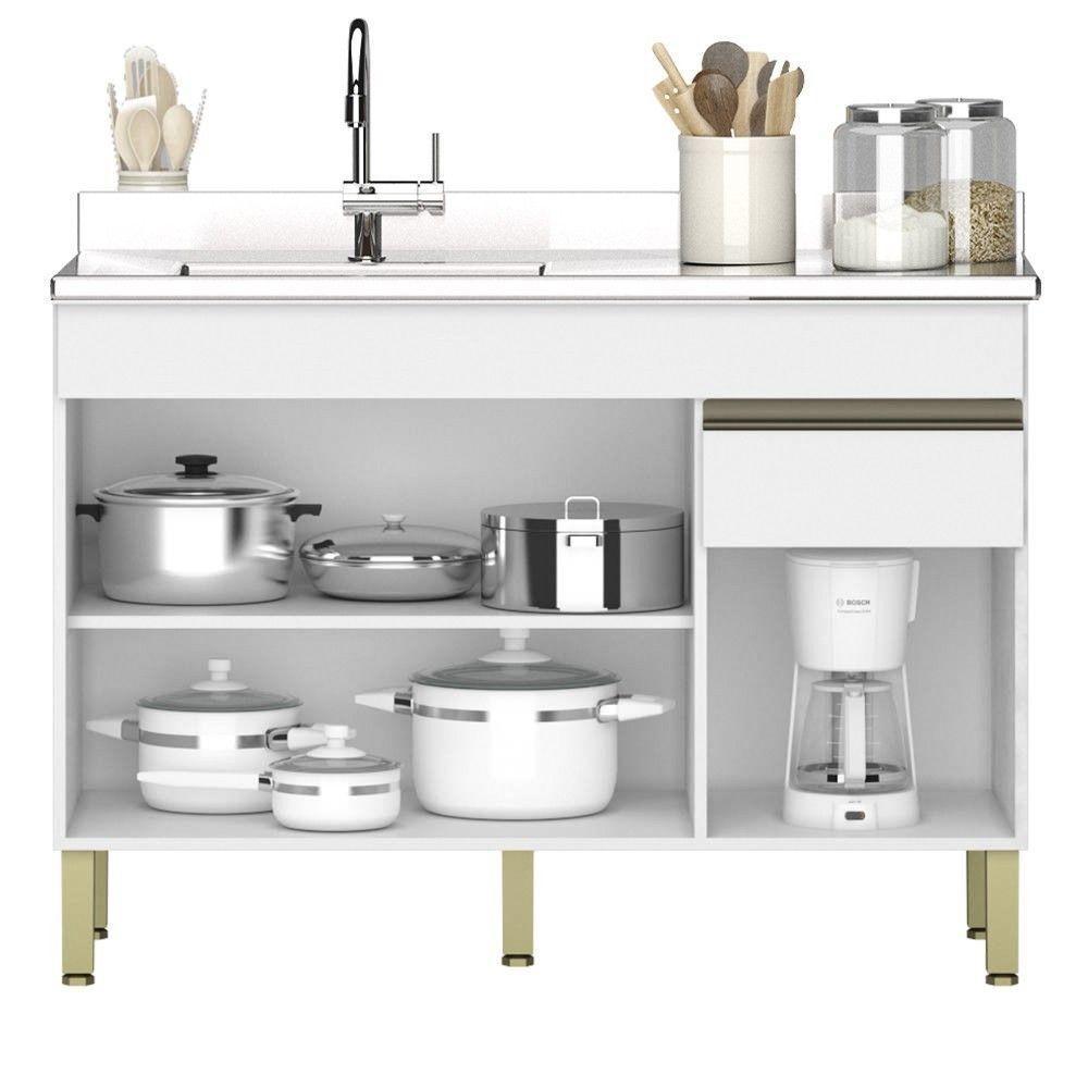 Paneleiro E Balcão Gabinete Com Pia 120cm Lina K02 Supremo - Mpozenato - 7