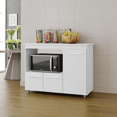 Balcão Multiuso Liza 3 Portas sem Gavetas MDF-MDP 114CM Branco