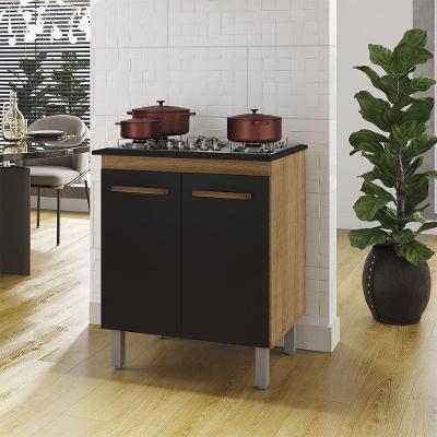 Balcão para Cooktop Jade 2 Portas MDP Savana Preto Moblis Móveis 75CM