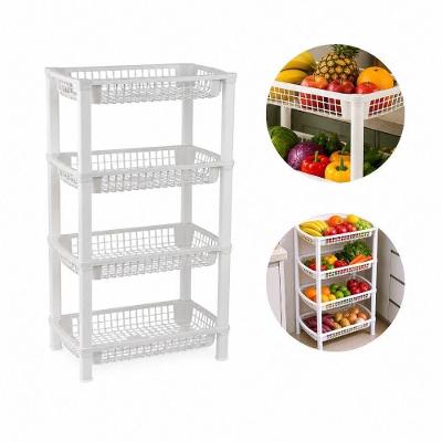 Fruteira Quatro Andares FR-16 Organizador Multiuso Plástico PP Telado Empilhável Branco Yeet