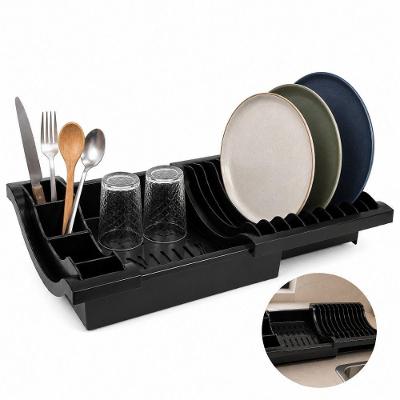 Escorredor de Pratos Retratil ES-01 Organizador Plastico PP Livre de BPA Porta Talheres Cozinha