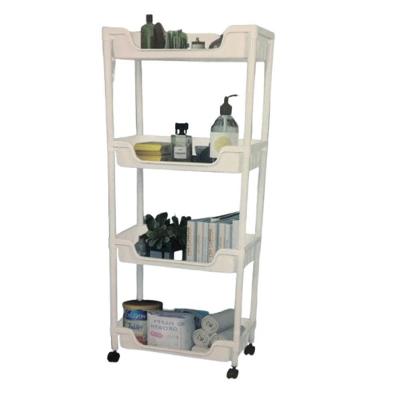 Carrinho Organizador Multiuso 4 Prateleiras Plástico com Rodas para Cozinha Quarto Banheiro Branco