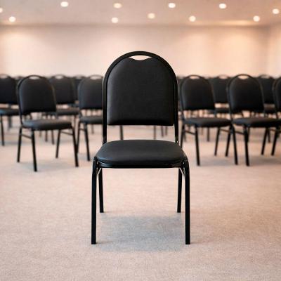 Cadeira Hoteleira Auditório Empilhável C002 Sintético Base Fixa Encosto Anatômico Preto