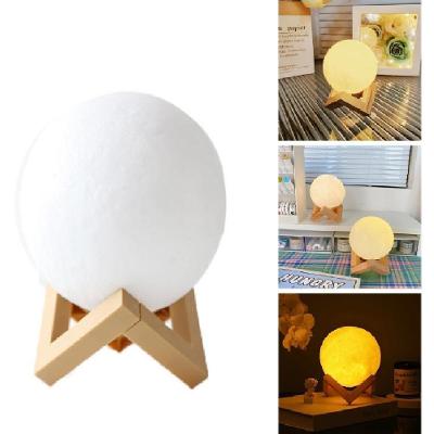 Abajur Lua Cheia 3D LED Luminaria de Mesa Luz Noturna Infantil Decorativa sem Fio Yeet