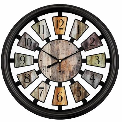 Relogio de Parede Analogico Gigante Estilo Madeira Industrial Rustico Vintage Numerais