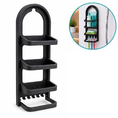 Porta Shampoo Prateleira de Parede para Banheiro Porta Shampoo Prateleira de Plástico Nitron Preto