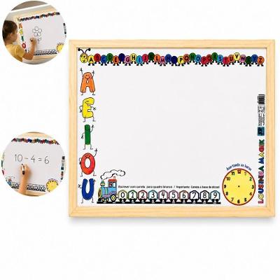 Quadro Branco Infantil Lousa Magik Branca Educativa Letras Numeros Relogio Madeira Yeet