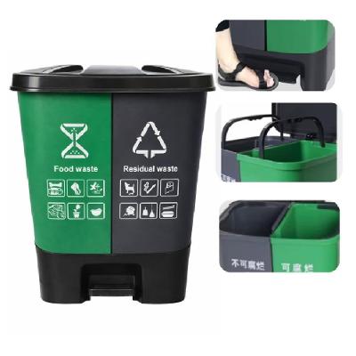 Lixeira Dupla de Pedal para Coleta Seletiva 16L Polietileno Verde Kangur