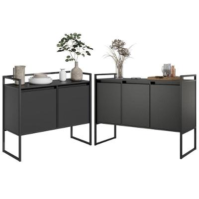 Buffets Jogo Solar 2 e 3 Portas Industrial MDP 120CM Preto Plata Móveis
