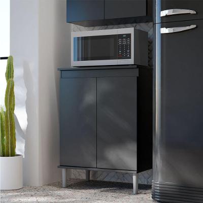Balcão Micro-ondas Day 2 Portas MDP MDF 61CM Preto EJ Móveis