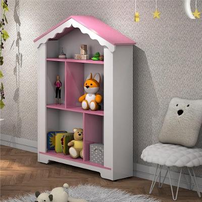 Estante Infantil Magic Branca Rosa MDF 85CM Branco e Rosa