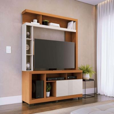 Estante para Sala de Estar para TV Cairo 2 Portas 2 Prateleiras MDP MDF 136CM Freijó Off White