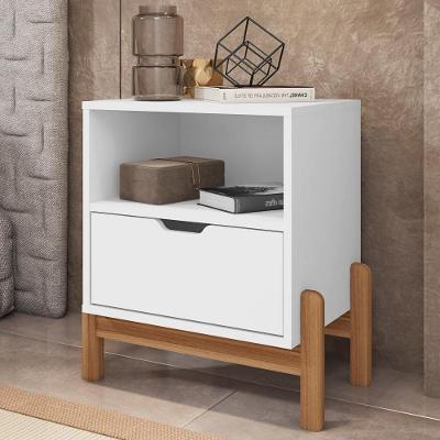 Mesa de Cabeceira Nice 1 Gaveta MDP Branco Casa D Móveis