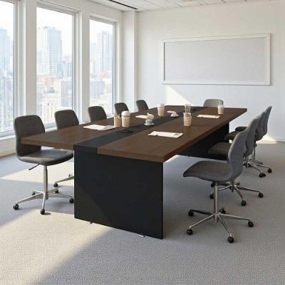 Mesa de Reunião Retangular Savana Executiva Moderno MDP 110CM Freijó Plata Móveis