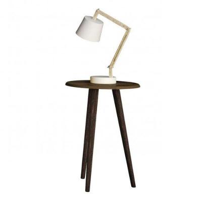 Mesa de Apoio Vila Serena Redonda MDF Pés Madeira 44CM Marrom Bechara Móveis
