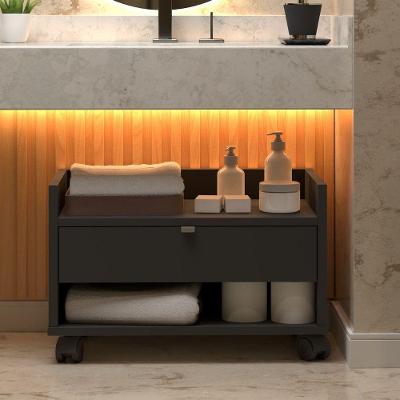 Gabinete de Banheiro Rubi Preto 37CM 1 Porta 1 Gaveta Casah