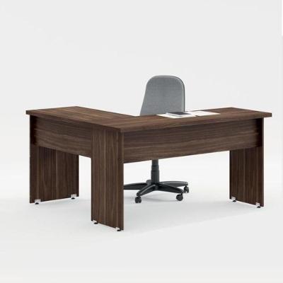 Mesa em l Escritório Alfama Linha Dourada Moderno 2 Gavetas MDP 143CM Marrom Plata