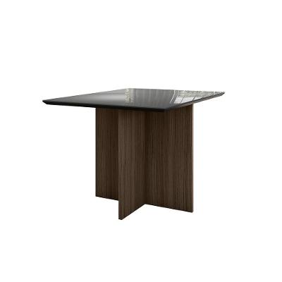 Mesa de Jantar Benício 4 Lugares Vidro 120CM Amêndoa Poliman Móveis