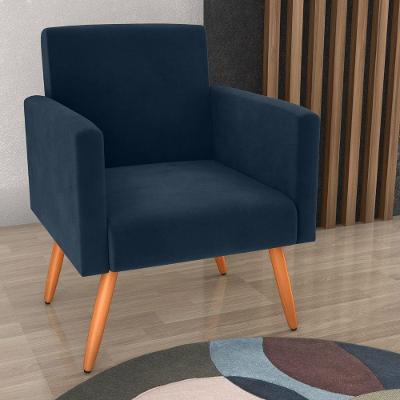 Poltrona Monte Nobre Reclinável para Sala Veludo Espuma D20 Azul Matrix 110kg