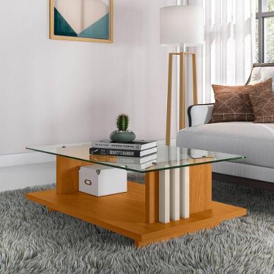 Mesa de Centro Helena Retangular Vidro MDP Cinamomo Off White Casah