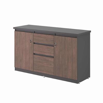 Armário Baixo com Gaveteiro Retan Freijo Preto 2 Portas 1 Prateleira MDP 142CM Plata Móveis