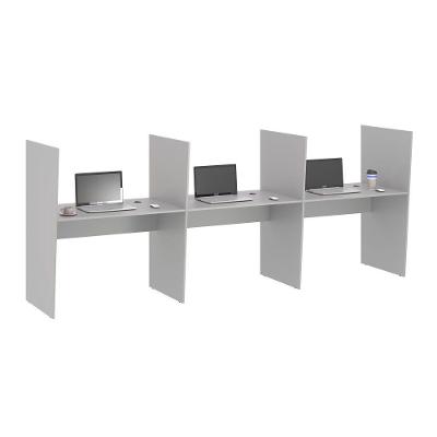 Balcão Theo Mixer Recepção 3 Lugares Passa Fio MDP BP 15MM Cinza